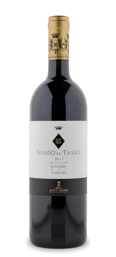 The warm vintage brought out the best in 2017 Marchesi Antinori Tenuta Guado al Tasso Bolgheri Superiore. Its Bordeaux-style grapes reached optimal ripeness under the Tuscan sun, yielding concentrated fruit flavors and saturated coloration. Composed of 65 cabernet sauvignon, 20 cabernet franc, and 15 merlot, the red blend offers outstanding harmony even in youth.
On the palate, 2017 Guado al Tasso is soft, supple, and sensuous. It delivers streamlined red fruits, mint, anise, espresso, dark chocolate, and freshly cracked black pepper. Touches of minerality percolate in the body, a byproduct of the estate’s alluvial soils that feature a unique combination of clay, sand, and limestone. While the harmonious integration makes Guado al Tasso enjoyable now, its best years are yet to come.
The Final Sip: A warm and sunny growing season in 2017 has transformed Guado al Tasso into its most opulent self.