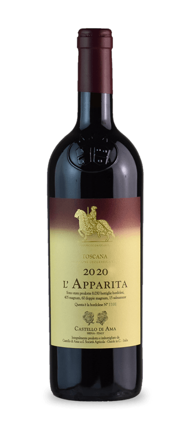 What makes Castello di Ama L’Apparita among the most expensive Tuscan wines? It’s because the original is always worth more than the copy. This powerful and concentrated red wine was the first 100% merlot made in Tuscany and has remained a crown jewel of the region for four decades.
Born in 1985, L’Apparita only contains fruit from the Bellavista vineyard. Combine that singular expression with limestone-clay soils and a well-balanced climate, and L’Apparita yields undeniable appeal. As The Wine Advocate wrote, “This wine has earned its spot in a world of pantheons that is grande vini Italiani.”
The Final Sip: Castello di Ama L’Apparita stands shoulder-to-shoulder with Tua Rita Redigaffi as shining examples of purebred merlot.