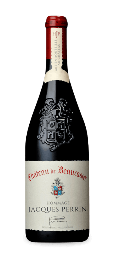 Château Beaucastel has been a cornerstone of Rhône winemaking for more than five centuries. In that time, the family-owned winery has mastered the art of blending the 13 approved grape varietals in the appellation. That skill consistently yields balanced, elegant, and dynamic cuvées, and 2021 Château Beaucastel Hommage à Jacques Perrin is no exception.
The red blend features a kaleidoscopic combination of mourvèdre, grenache, counoise, and syrah. A fruit-forward wine with deep concentration, the 2021 vintage shines with exceptional purity and a perfumed nose. If it’s anything like previous releases, 2021 Hommage à Jacques Perrin should age gracefully for upward of 30 years.
The Final Sip: Hommage à Jacques Perrin has collected five perfect scores from critics in the last five years, making it a must-have stash amongst serious wine collectors.