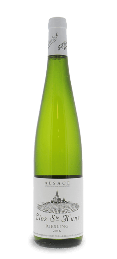 If there was one winery to be given expert status in Alsatian riesling, it would be Trimbach. Maison Trimbach has been making wines in Alsace for thirteen generations (since 1626), and the Clos Ste. Hune Riesling label since 1919. Clos Ste. Hune is a small plot of riesling vines within the larger Rosacker Grand Cru. The average age of the vines is 60 years, creating wines with great depth and concentration.
The 2016 Trimbach Clos Ste. Hune Riesling is an expression of purity. Crafted from 100 riesling, the grapes are sourced from low-yielding vines and the wines are unoaked, allowing the characteristics of the grapes and terroir to shine. A strong mineral backbone supports this refreshingly dry wine. Acidity dances along the palate and is complemented by dense stone fruit and floral notes. Wines are bottle aged a minimum of six years before release, allowing more layers of complexity to develop. James Suckling summed it up perfectly with his 98-point review: “It goes on for days. Glorious!”
The Final Sip: Currently only available as a pre-release, the 2016 Trimbach Clos Ste. Hune Riesling is the perfect example of an ageable white. This is a wine to leave in the cellar for decades – it will only improve and appreciate in value for years to come.